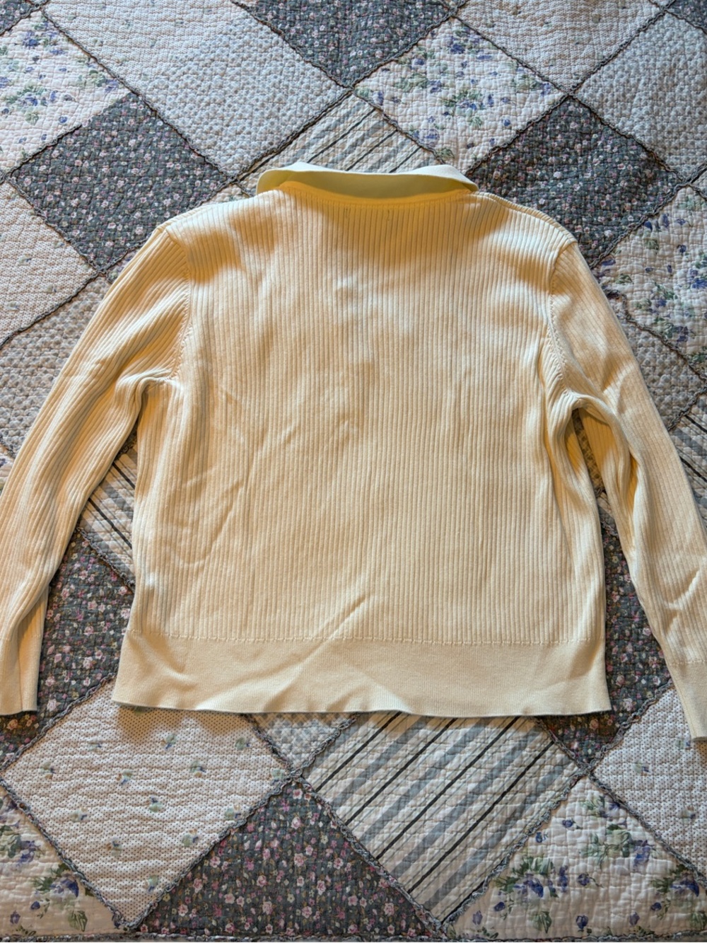Brunette The Label Cream Ribbed Collared Sweater - Picture 9 of 11